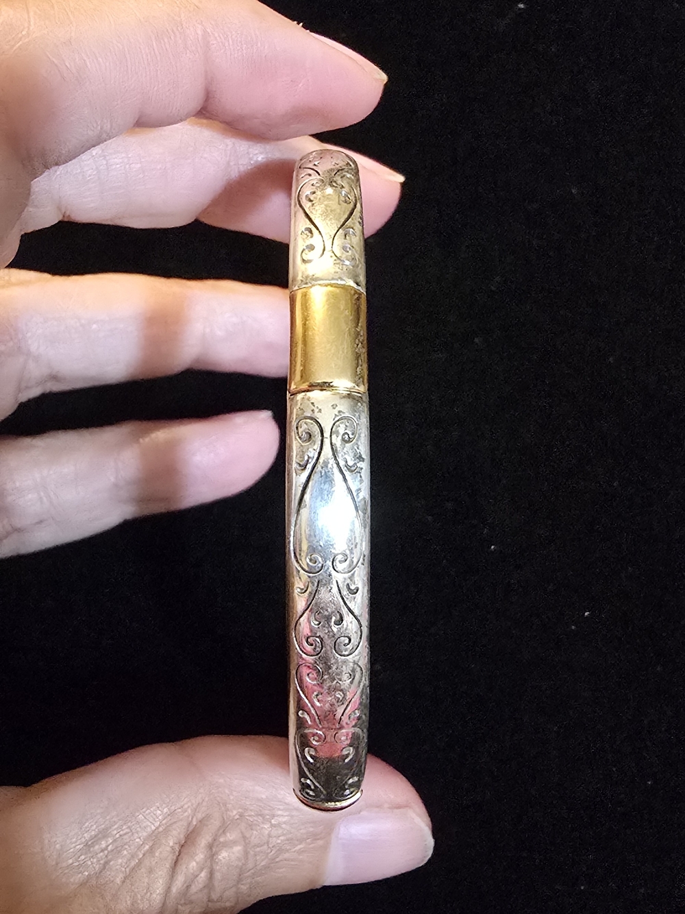 Brighton Gold and Silver-Tone Engraved Hinged Bracelet